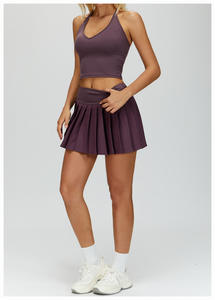 Ensemble 7 pièces de leggings et shorts de sport pour femmes, couleur unie, respirant, avec short de yoga plissé moulant, pour le tennis, la course en extérieur et le fitness, taille haute - Product Image 4