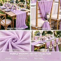 Chemin de table long en gaze froissée multicolore style bohème pour décoration de mariage et de fête 90x300cm Taille personnalisée Vente en gros