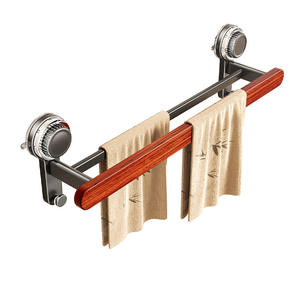 Toallero de succión de palisandro azul con 2 barras ajustables de doble capa para baño, organizador de toallas - Product Image 1