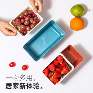 Caja de Aperitivos de Doble Capa, Rectangular, Desmontable, Contenedor de Almacenamiento para Frutas, Estilo Nórdico, Azul, Blanco, Rojo, Amarillo, para Fiestas - Product Image 4
