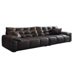 Black Bear Genuine Leather <b>Sofa</b> Straight Shape Tufted Modern Living Room Furniture Adult Elderly Home Use - Product Image 5