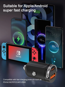 ที่ชาร์จไฟในรถขนาดเล็ก100W มีแหวนดึงสำหรับ <span class=keywords><strong>iPhone</strong></span> QC3.0 <span class=keywords><strong>MINI</strong></span> PD <span class=keywords><strong>USB</strong></span> Type C ที่ชาร์จโทรศัพท์ในรถยนต์ - Product Image 3