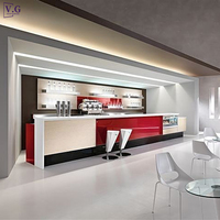 Comptoir de bar de service personnalisé en surface solide moderne pour café, restaurant, boissons, snacks et gâteaux