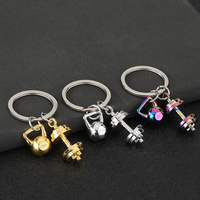 Porte-clés en alliage de zinc, moderne et simple, avec pendentif de sport en forme d'haltère, d'haltère kettlebell et de disque de poids, pour couple