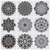 Pochoir Mandala de 12 pouces, 36 types, grand modèle découpé au laser pour peinture murale et au sol, pochoirs DIY pour motifs de grande taille