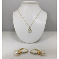 Collar con Colgante de Perlas en Cadena Trenzada de Oro de 18 Quilates, Moderno, para Boda, Compromiso, Aniversario