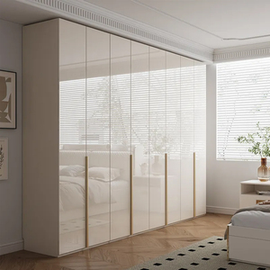 Prix d'usine Dernière conception <span class=keywords><strong>Meubles</strong></span> <span class=keywords><strong>de</strong></span> chambre à coucher Montage facile 4 portes Armoire Almirah en bois blanc brillant avec coiffeuse - Product Image 5