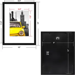 Picture Frame For Kids Art 11*13.42 Inch Art Storage Picture Frame Black Frame With 6*8 Inch Mat Opening