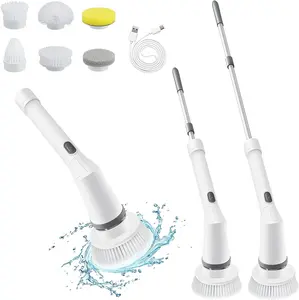 6 In 1 Multi-purpose Electric Cleaning Brush Bathroom Glass Tile Floor Kitchen Cordless Spin Scrubber Cleaning Brush