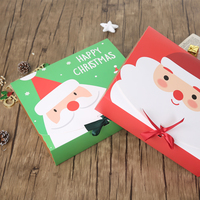 Emballage personnalisé pour biscuits et bonbons, boîte cadeau de Noël avec nœud, décoration Père Noël, finition mate en éponge