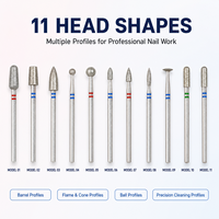 Embouts de ponceuse à ongles diamantés de 3/32 pouces, 11 formes, pour le nettoyage des cuticules, pour manucure russe, emballage personnalisé avec logo OEM