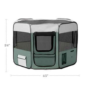 Portátil Indoor Outdoor <span class=keywords><strong>Pet</strong></span> Cercadinho Grande Claro Dog <span class=keywords><strong>Playpen</strong></span> Com Zipper removível Telhado e Piso - Product Image 3
