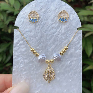 Toptan takı Vintage stil klasik tarzı denizanası yunus kaplumbağa bakır zirkon 18K altın kaplama kutu zinciri takı seti - Product Image 5