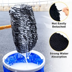 Brosse de lavage de voiture télescopique 15 plis en aluminium doux microfibre vadrouille à long manche avec 2 x tête de vadrouille pour voiture RV camions caravanes - Product Image 6