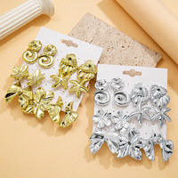 Boucles d'oreilles vintage CCB en or et argent, épaisses et tendance, ensemble de boucles d'oreilles pendantes en forme de fleur, cœur, étoile de mer et spirale, bijoux de mode pour femmes