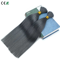 Cheveux humains en vrac à cuticules intactes, gris bleu, soyeux et lisses, saines extrémités complètes, bleu cendré, double tirage, pour tressage