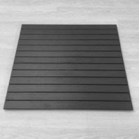 Table de bistrot moderne pour l'extérieur, plateau en WPC noir, structure en aluminium, base en fonte robuste, imperméable et résistante aux UV