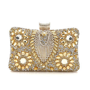 Women PU Square Fashion Clutch with Chain Strap Crystal and Rhinestone Evening <b>Wedding</b> Bridal <b>Handbag</b>-Eco-Friendly - Product Image 2