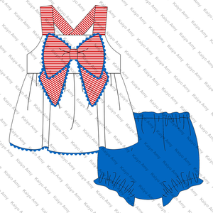 Vestidos para Bebés Niñas, Conjunto a Juego para Hermanas con Diseño de Rayas para el 4 de Julio, Ropa de Verano, Vestido de Dos Piezas para Niñas - Product Image 4