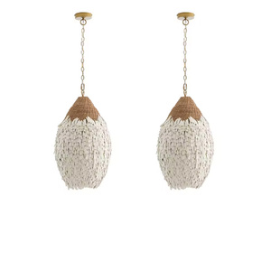 Pendant <strong>Light</strong> Handwoven Rattan Fringe Ceiling Lamp <strong>Boho</strong> <strong>Style</strong> Hanging <strong>Light</strong> for Bedroom Living Room Home Decor - Product Image 5