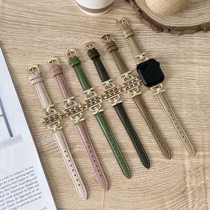 Sangles minces en cuir d'approvisionnement en vrac pour <span class=keywords><strong>bracelet</strong></span> de montre <span class=keywords><strong>Apple</strong></span> 46mm 45mm femmes <span class=keywords><strong>bracelet</strong></span> fin pour Iwatch Series 10 9 8 7 <span class=keywords><strong>Ultra</strong></span> 2 Luxury - Product Image 2