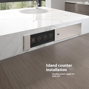 Xinqiang Modern tasarım gömülü masaüstü soket Metal ada masaüstü soket yemek masası yama masası için gizli slayt ile - Product Image 4