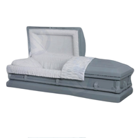 Ataúd de metal de estilo americano gris clásico con interior de crepé blanco 20Ga Acero al por mayor para funerales