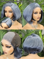 Perruque courte bouclée Bob Pixie Cut avec grand pour dentelle frontale 13x4 5x5 bouclée Bob nœuds blanchis cheveux de bébé