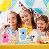 12 nichoirs en bois-Ensemble d'arts et d'artisanat en vrac pour enfants pour filles et garçons-12 kits de nichoirs en bois non finis bricolage