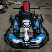 Kart de course à essence 200cc 4 temps monoplace bleu et blanc avec cadre anti-collision pour parc d'attractions, kart de drift pour adultes