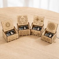 Boîte à musique en bois à manivelle personnalisée, gravée au laser, mouvement mécanique à 18 notes, cadeau souvenir personnalisé pour anniversaire, mariage