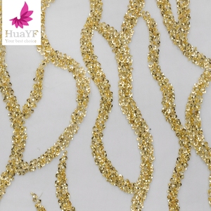 Gran oferta, encaje con cuentas 3D de oro amarillo africano con lentejuelas brillantes, venta al por mayor, tela de vestido de encaje bordado para Aso Ebi - Product Image 4