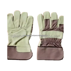 Guantes DE SEGURIDAD canadienses de cuero de grano blanco con puño marrón de PVC Guantes de trabajo industrial resistentes al calor anticorte resistente a los impactos - Product Image 1