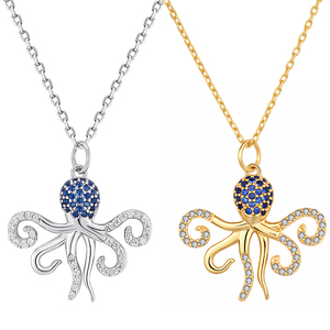Collar de Lujo con Colgante de Pulpo Marino en Plata Esterlina 925 y Circón para Mujer, Joyería de Alta Gama de Gran Venta - Product Image 1