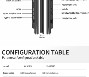 18.5 Inch Portable Monitor Dual <strong>Screens</strong> HD Type - C Interface 1080P High Brightness High Color Gamut Dual <strong>Screen</strong> Display - Product Image 3