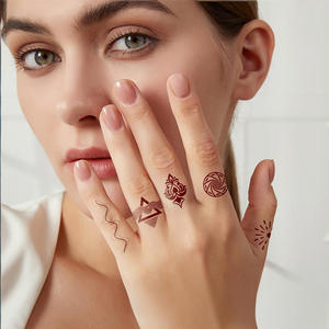 Autocollants de <span class=keywords><strong>tatouage</strong></span> au henné rouge pour tout le corps, transfert d'eau, logo personnalisé, fête, mariage, spécial, imperméable, longue durée, facile à appliquer - Product Image 2