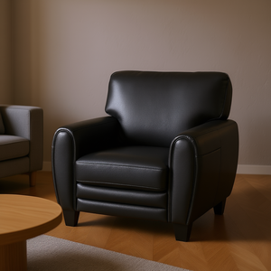 Sedia Moderna in Ecopelle Nera per Soggiorno, Schienale Solido, Arredamento Domestico Durevole - Product Image 2