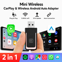 Mini adaptateur sans fil CarPlay Android Auto 2 en 1, filaire vers sans fil, USB Type-C, Plug and Play, dongle CarPlay pour voiture
