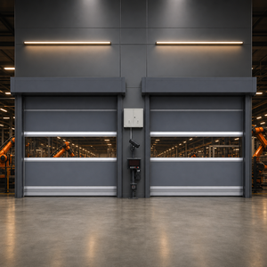 Puerta Industrial de Alta Velocidad Motorizada de PVC, Cortina Enrollable Automática para Fábrica y Almacén - Product Image 1