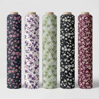 Tissu en popeline de coton 40S léger, écologique, respirant, doux, imprimé numérique floral personnalisé, pour robe