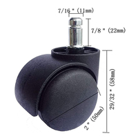Roulettes pivotantes pour meubles en nylon noir de 2 pouces, qualité professionnelle, personnalisables OEM, pour armoires et chaises, roulettes silencieuses