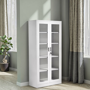 เฟอร์นิเจอร์เหล็กจัดเก็บเอกสาร2ชั้นแบบปรับได้ตู้กระจกสองชั้นแบบเต็มรูปแบบประตูสำนักงานที่ทันสมัยห้องนอนคลังสินค้าในบ้าน - Product Image 1