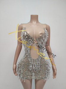 Ocstrade Ultimo Design Abiti <span class=keywords><strong>Sexy</strong></span> in <span class=keywords><strong>Rete</strong></span> Trasparente per Donne, <span class=keywords><strong>Vestito</strong></span> da Club Notturno Scintillante con Cristalli <span class=keywords><strong>a</strong></span> Goccia d'Acqua - Product Image 5