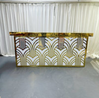 Comptoir de réception en acier inoxydable découpé au laser, style Art déco géométrique doré, pour mariage, banquet, hôtel, décoration d'événements