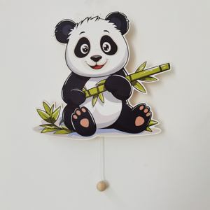 Panda Luz de pared de madera Decoración de pared de guardería con luz LED Habitación de niños Luz de noche decorativa Interruptor de cable AA Funciona con pilas - Product Image 5