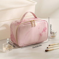 Sac Tendance 2024, couleur contrastée créative, grande capacité, motif marbré, fermeture à glissière, sac de voyage portable pour cosmétiques