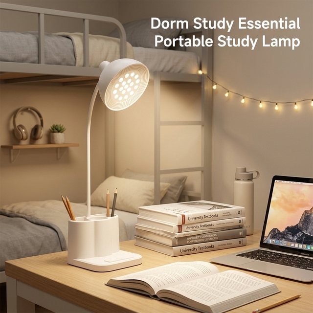 MultiLED Rechargeable Desk Lamp with Pen Holder, Dimmable LumeCore Rechargeable LED Desk Lamp, Cordless Study Light