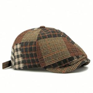 Wholesale Vintage 6 Panels Unisex Newsboy <b>Caps</b> Polyester/Cotton Custom Gatsby <b>Flat</b> <b>Cap</b> - Product Image 4