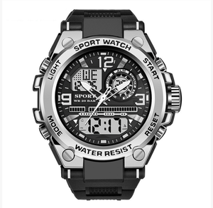 Montre numérique sportive étanche à double affichage DF0823, montre électronique pour homme, vente directe, montre pour homme avec écran minéral - Product Image 2