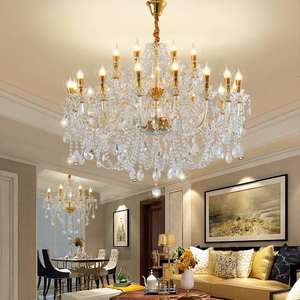 Décoration de mariage européen or cristal goutte pendentif lumière lustres plafond luxe pour salon - Product Image 5